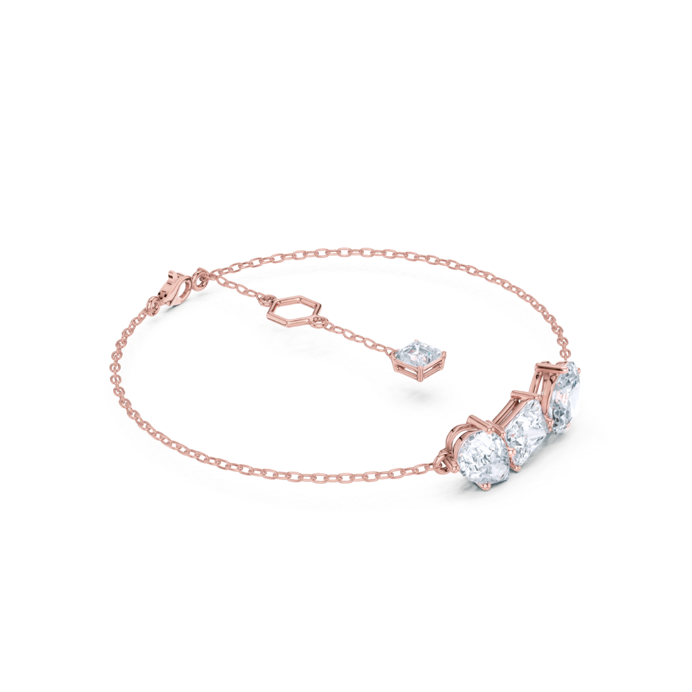 Triple-Stone Gold Chain Bracelet