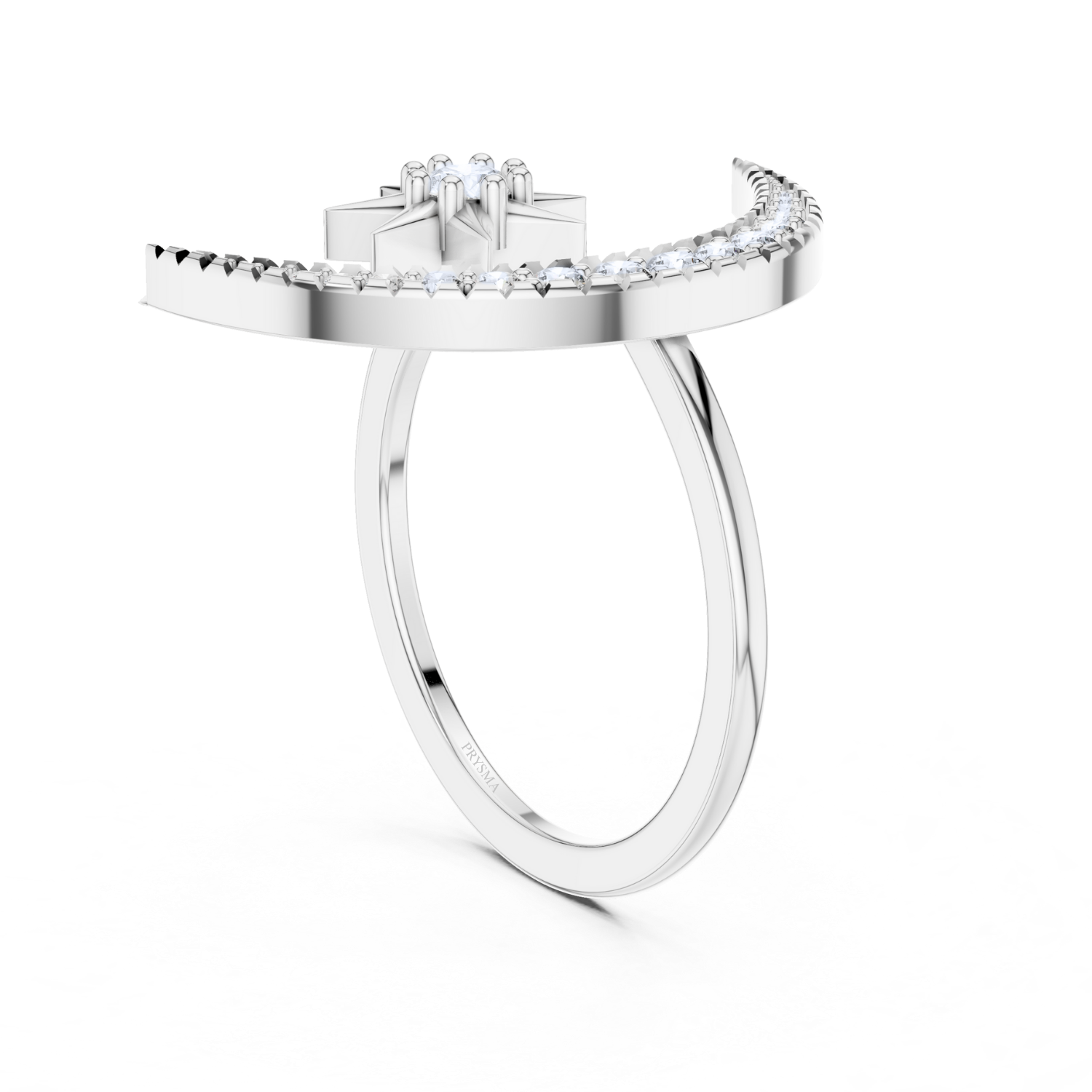 Celestial Moon & Star Diamond Ring