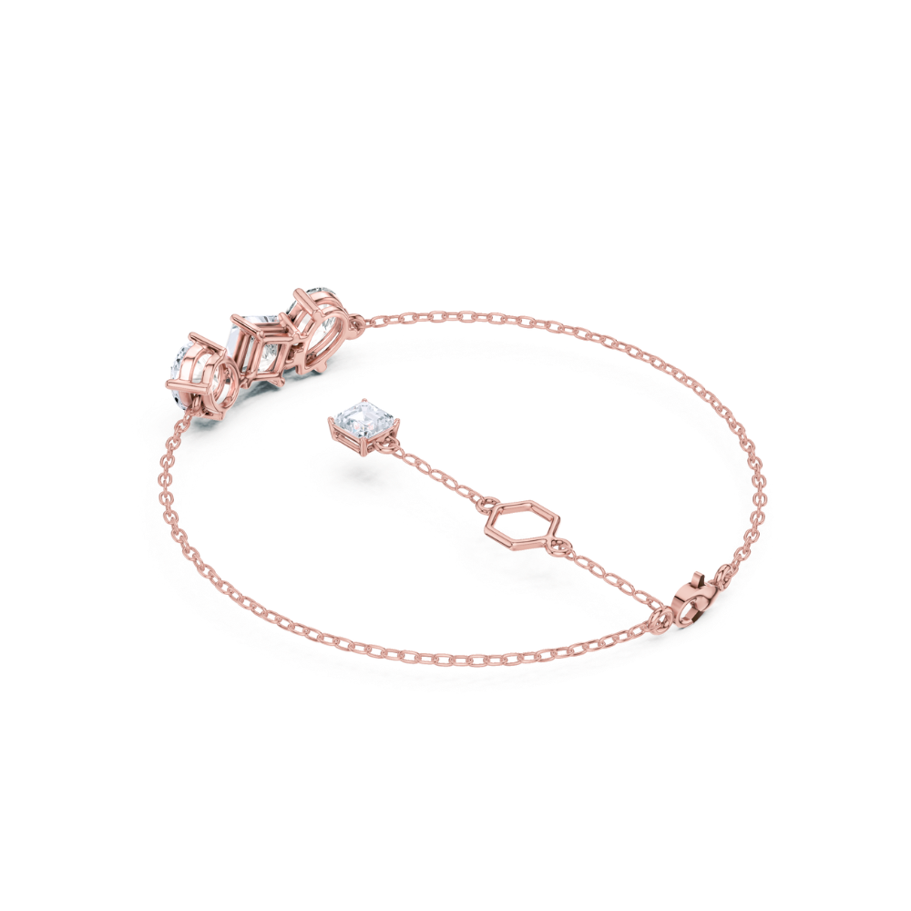 Triple-Stone Gold Chain Bracelet