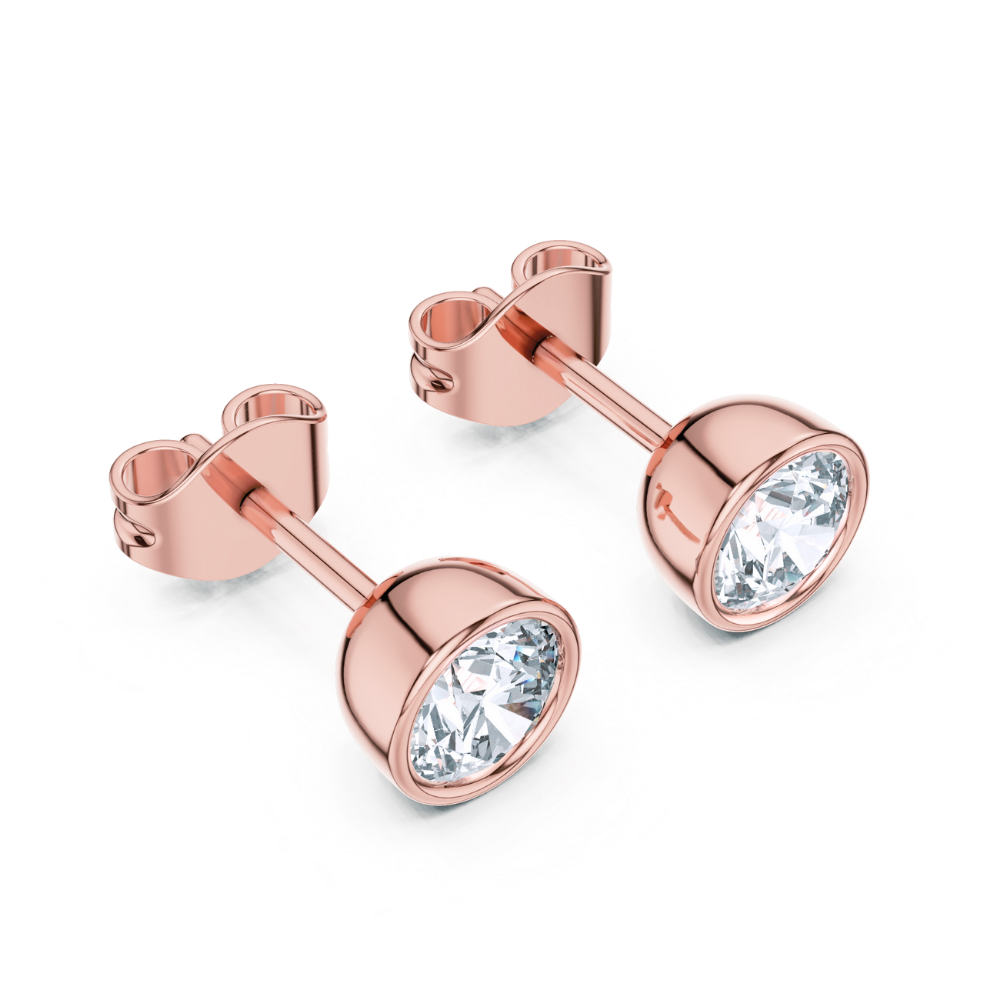 Classic Bezel Set Diamond Stud Earrings
