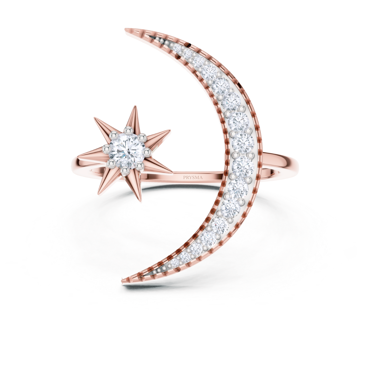 Celestial Moon & Star Diamond Ring