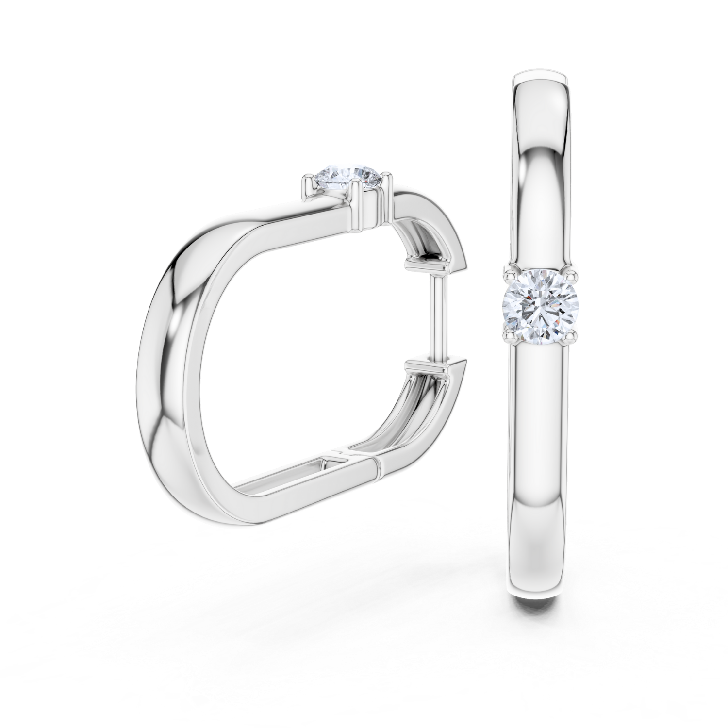 Classic Solitaire Huggie Earrings