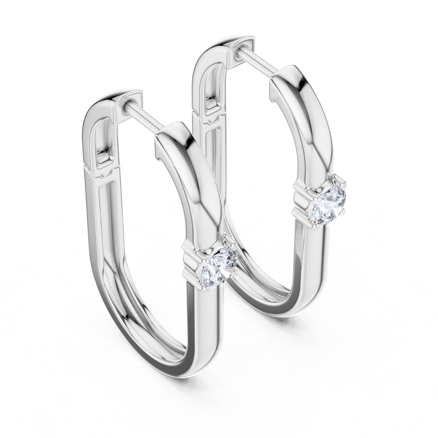 Classic Solitaire Huggie Earrings