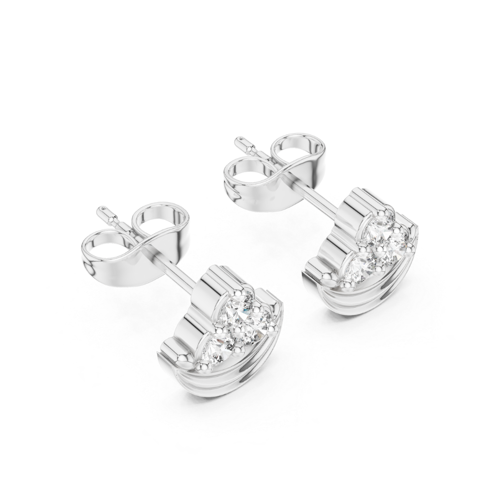 Celestial Trio Crescent Diamond Studs
