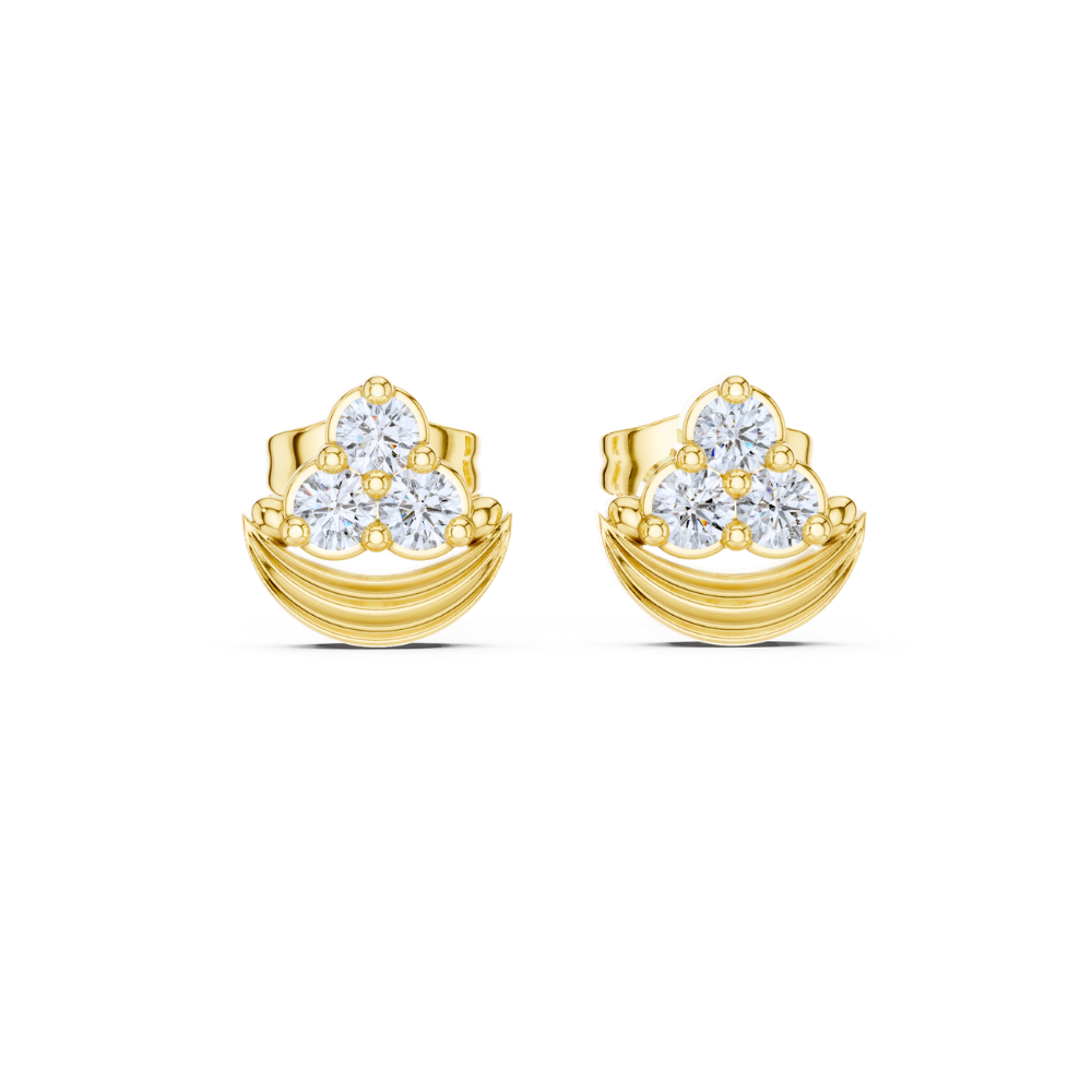 Celestial Trio Crescent Diamond Studs