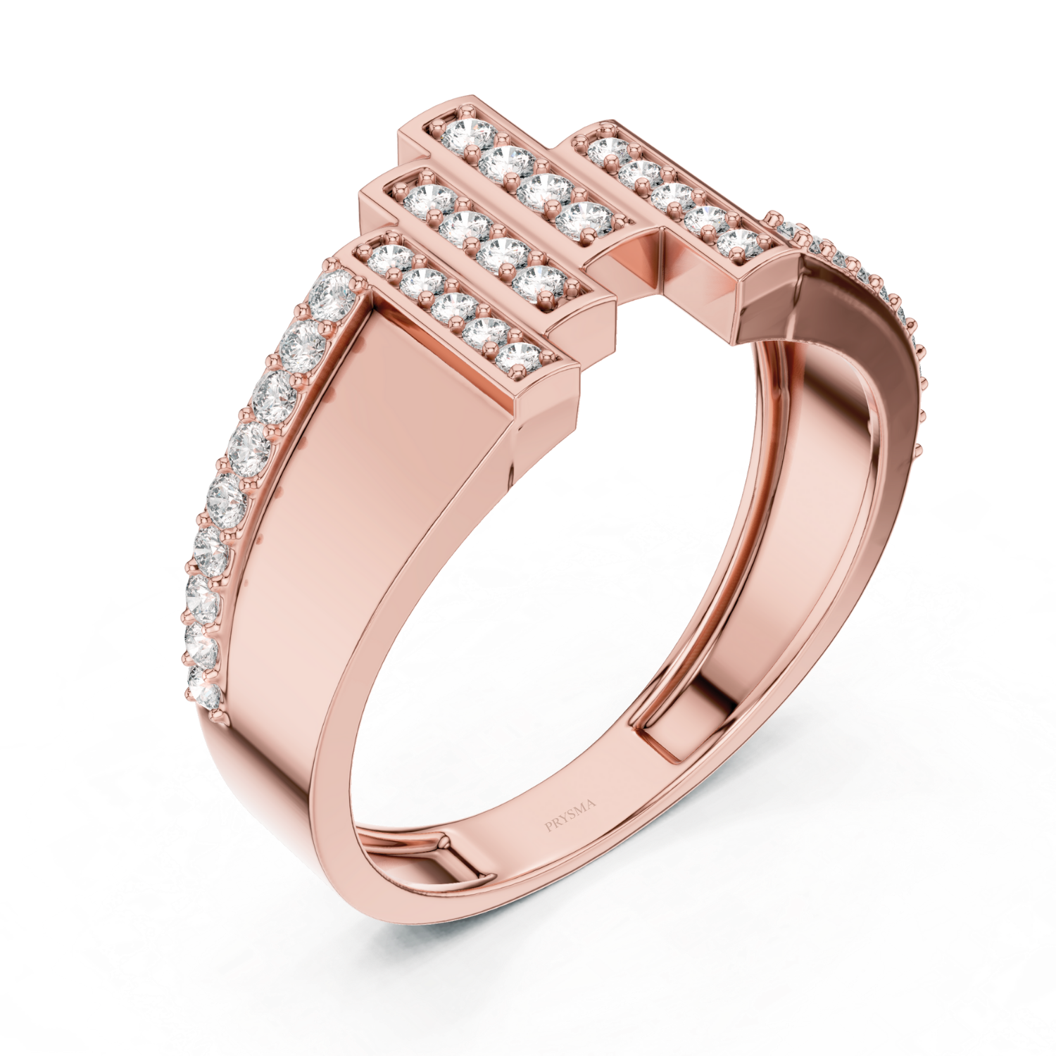 Geometric Diamond Bar Ring
