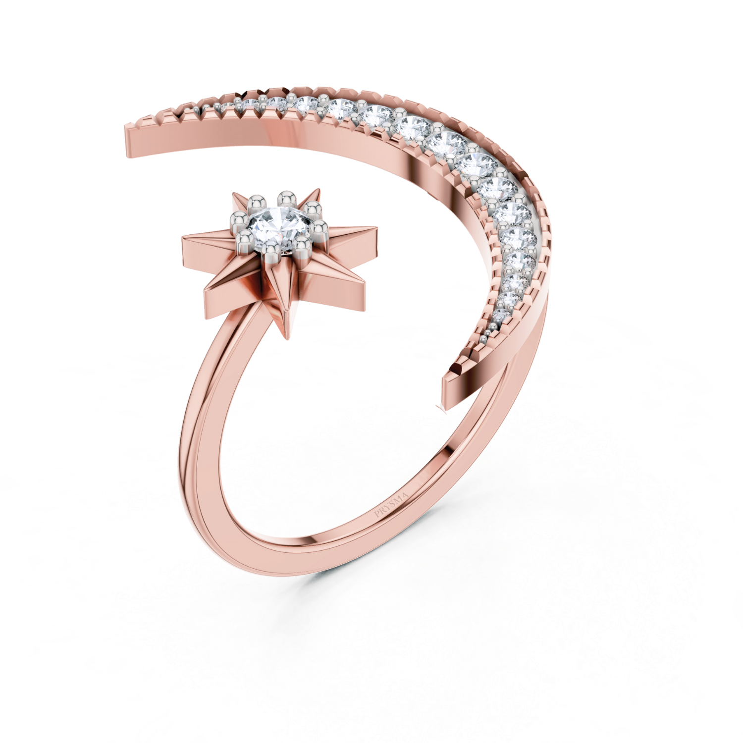 Celestial Moon & Star Diamond Ring