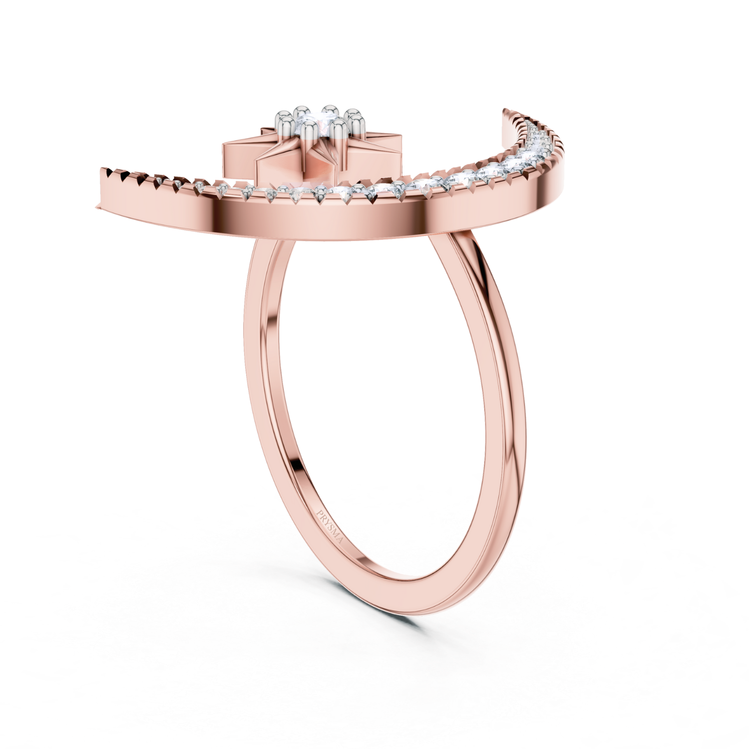 Celestial Moon & Star Diamond Ring