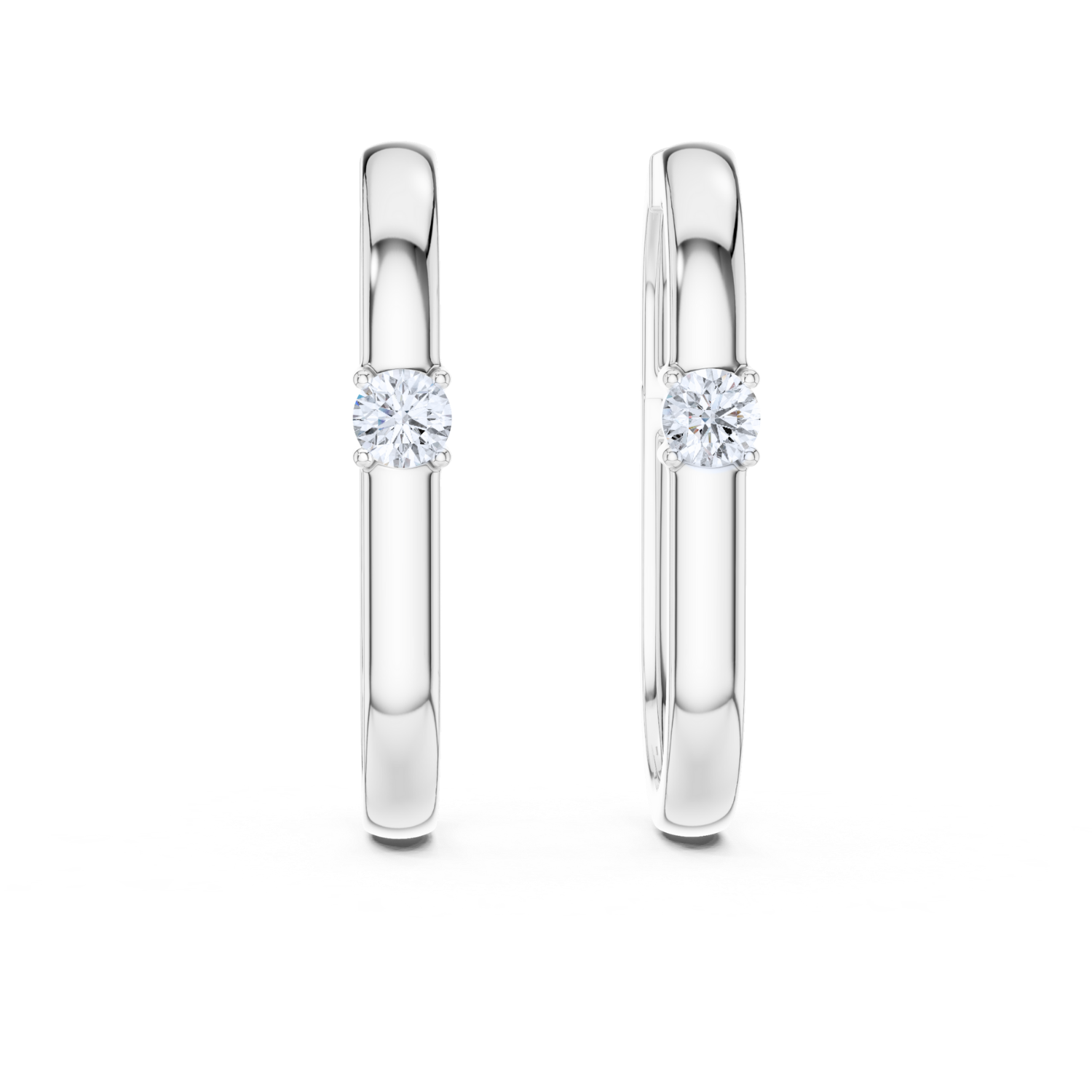Classic Solitaire Huggie Earrings