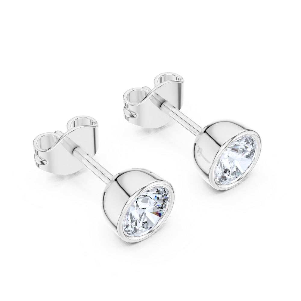 Classic Bezel Set Diamond Stud Earrings