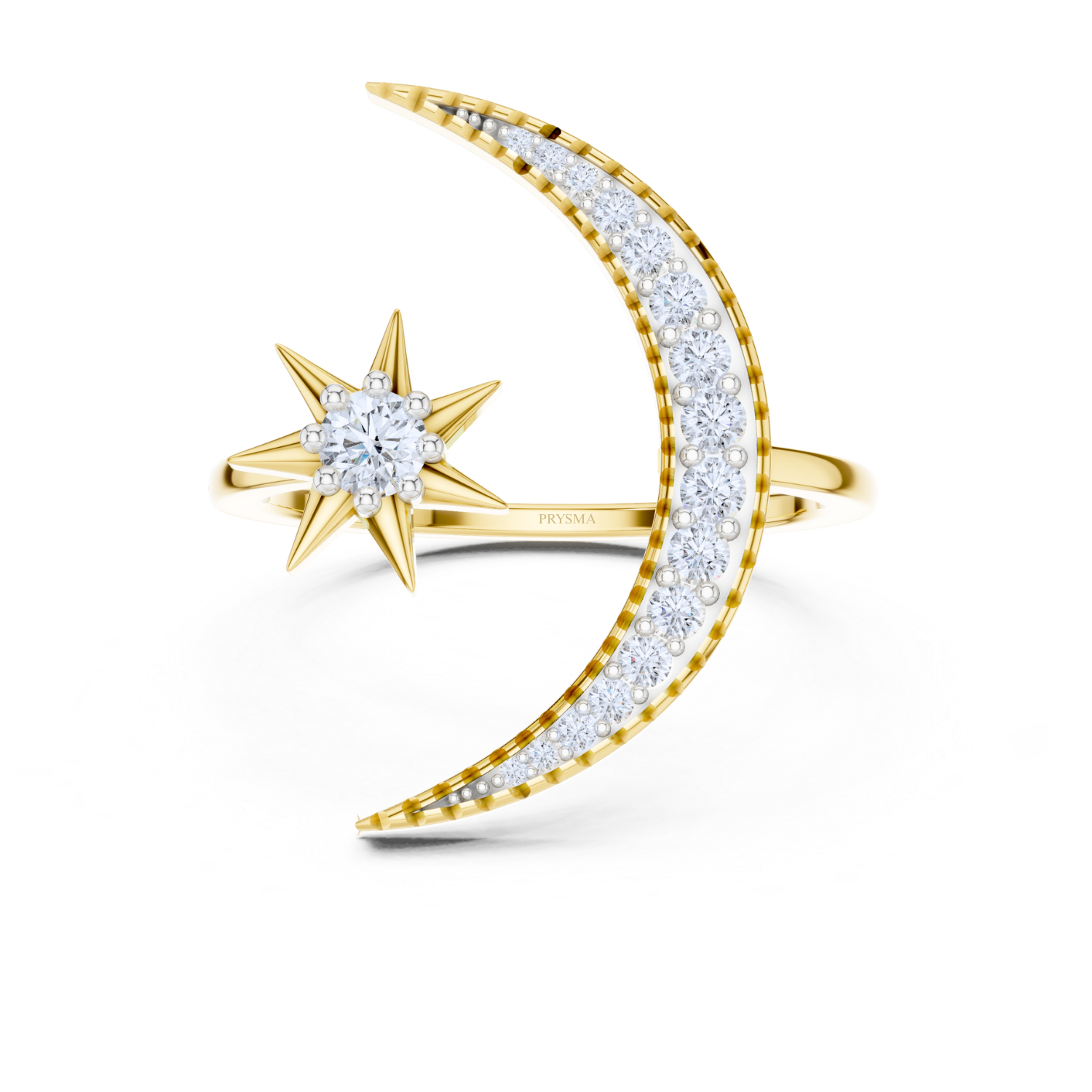 Celestial Moon & Star Diamond Ring