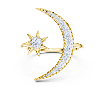 Celestial Moon & Star Diamond Ring