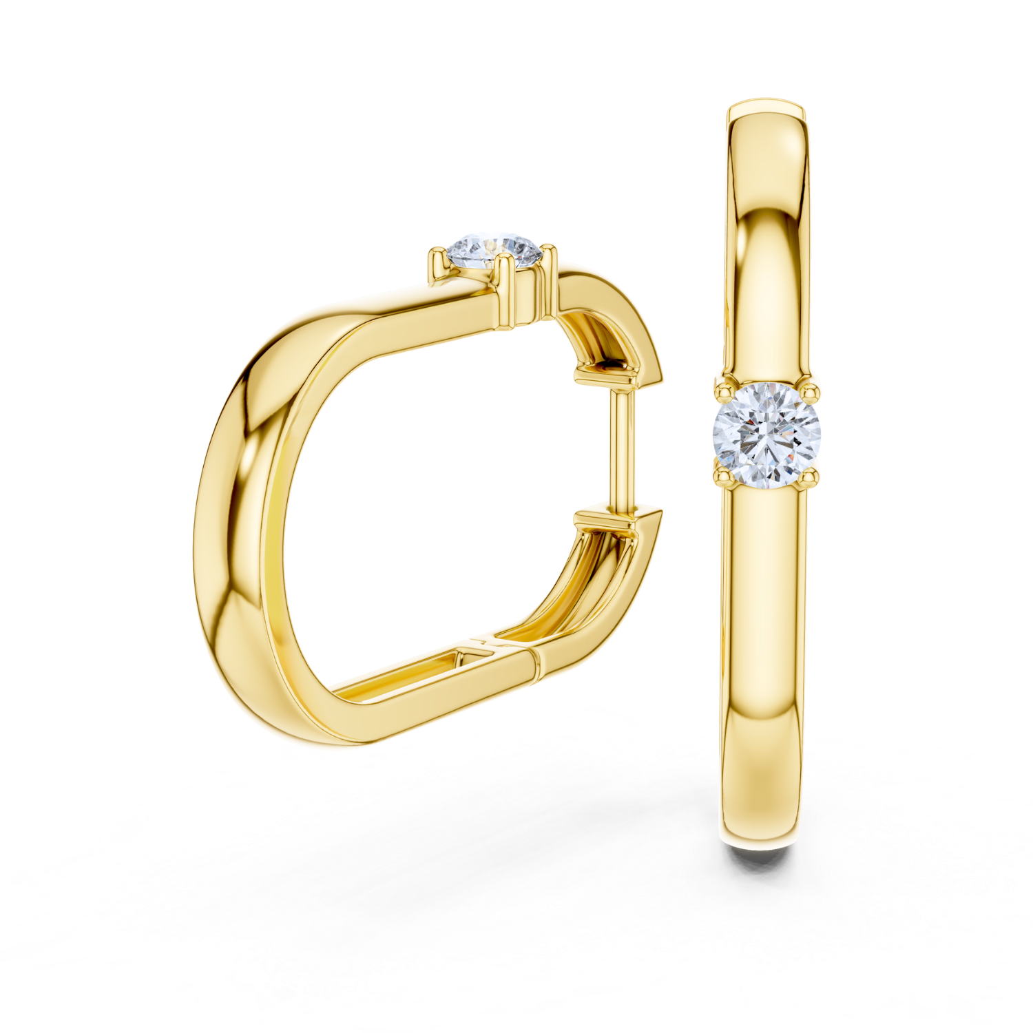 Classic Solitaire Huggie Earrings