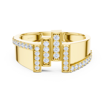 Geometric Diamond Bar Ring