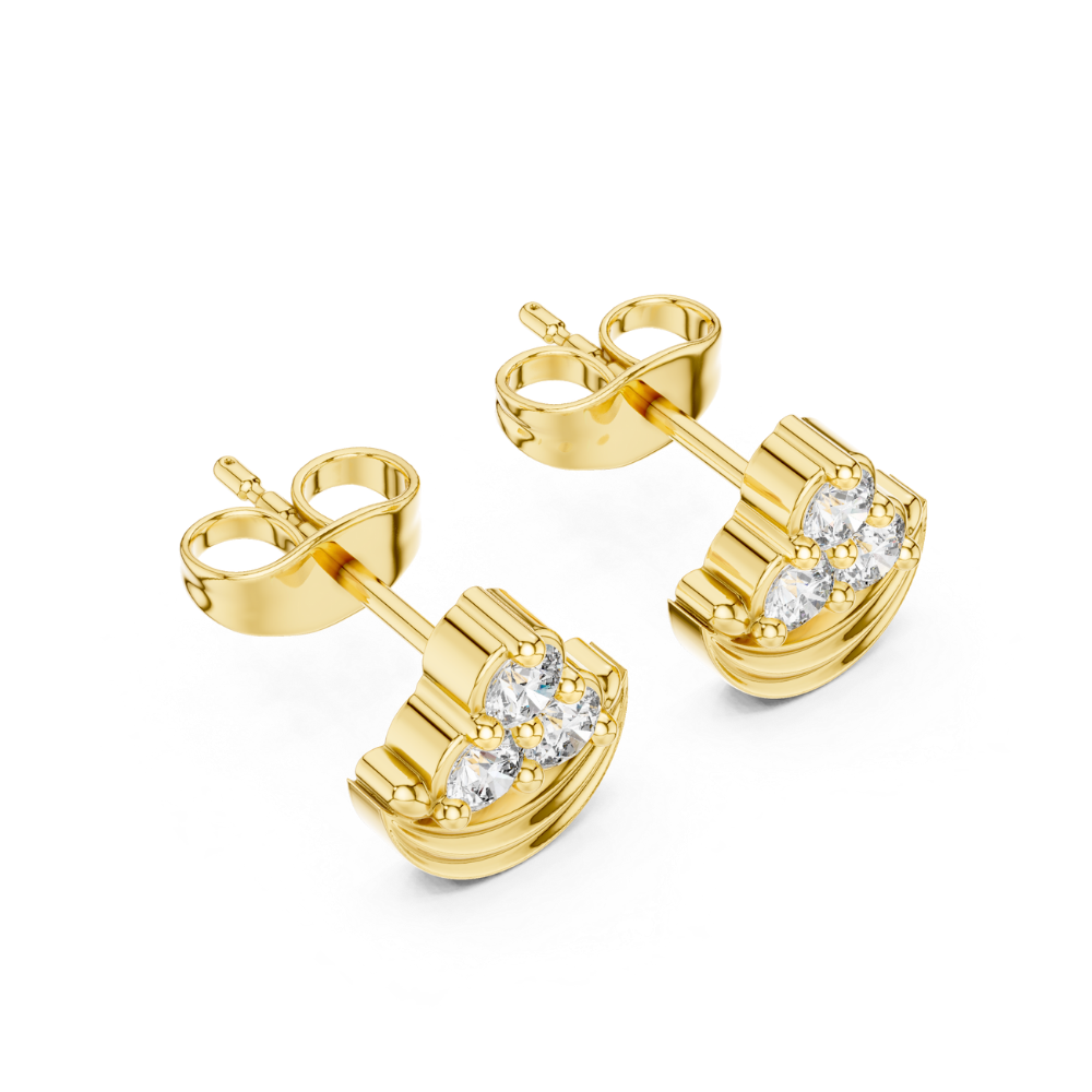 Celestial Trio Crescent Diamond Studs