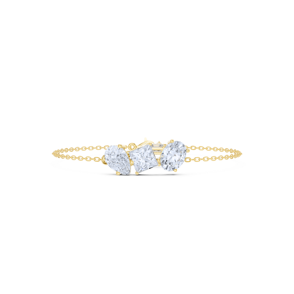 Triple-Stone Gold Chain Bracelet