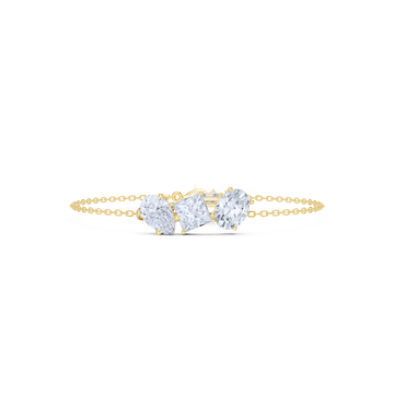 Triple-Stone Gold Chain Bracelet