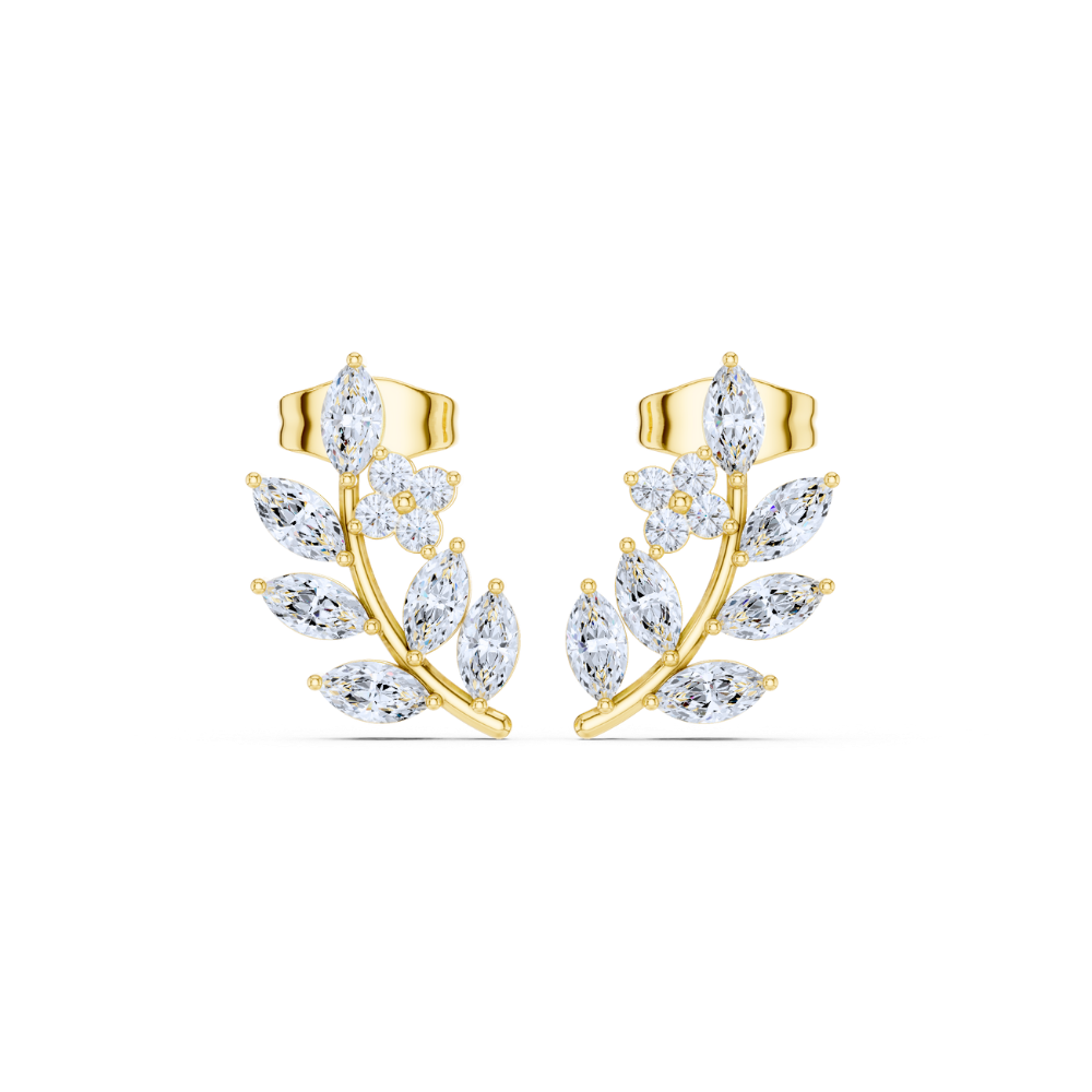 Marquise Blossom Vine Diamond Earrings
