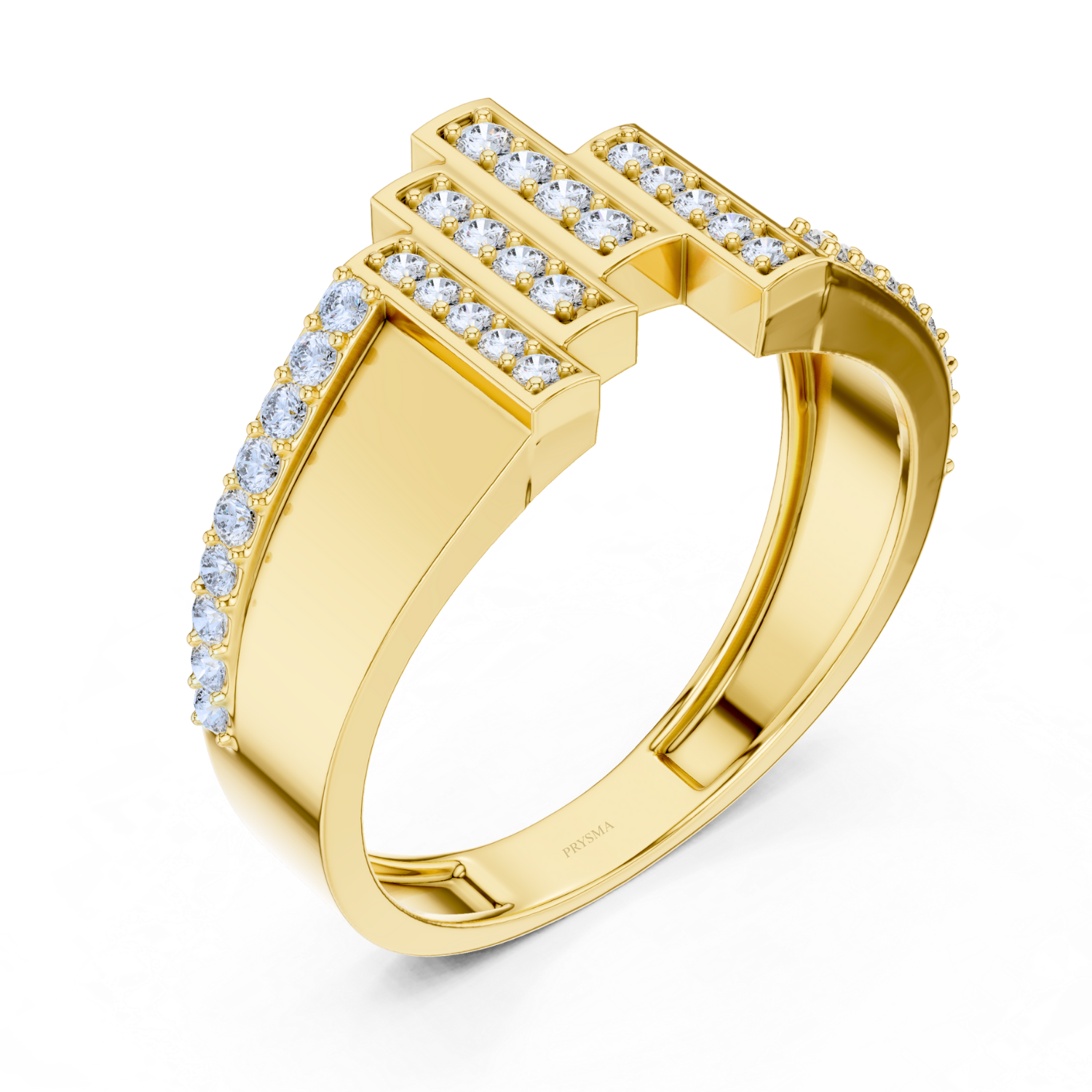 Geometric Diamond Bar Ring