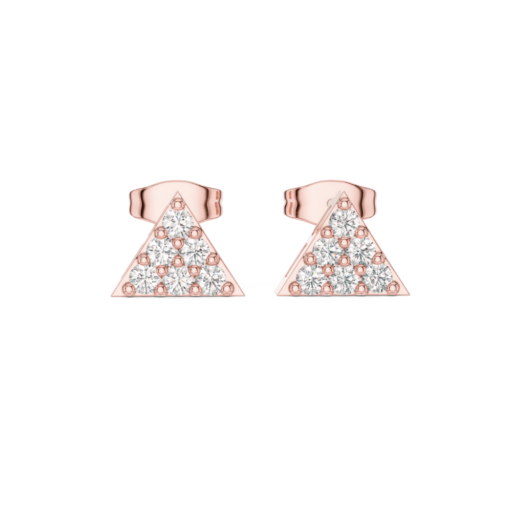 Radiant Pyramid Diamond Stud Earrings