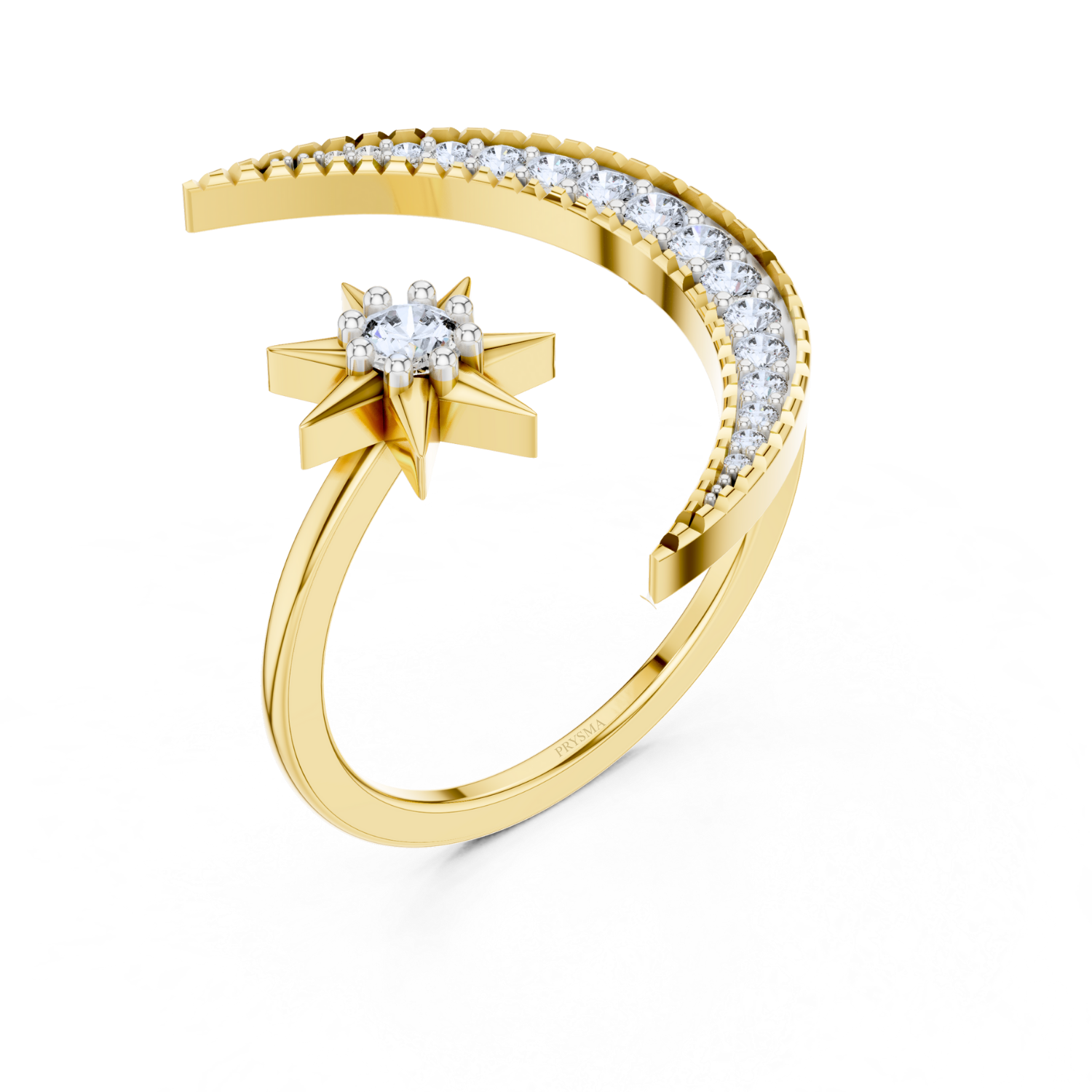 Celestial Moon & Star Diamond Ring