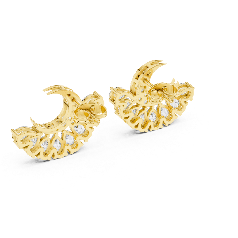 Celestial Crescent Diamond Stud Earrings