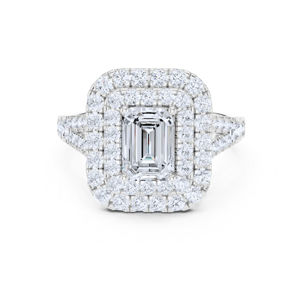 Majestic Double Halo Emerald-Cut Ring