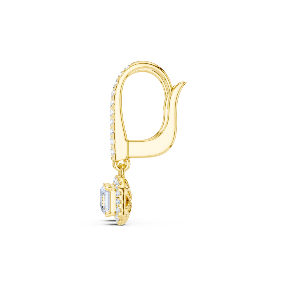 Asscher Halo Drop Diamond Earrings