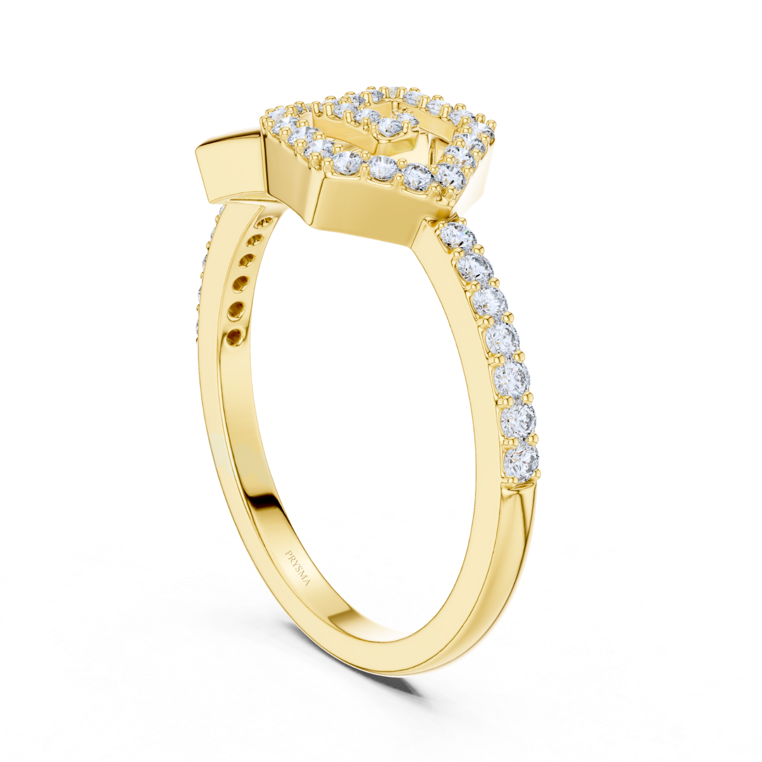 Diamond Halo Shield Ring