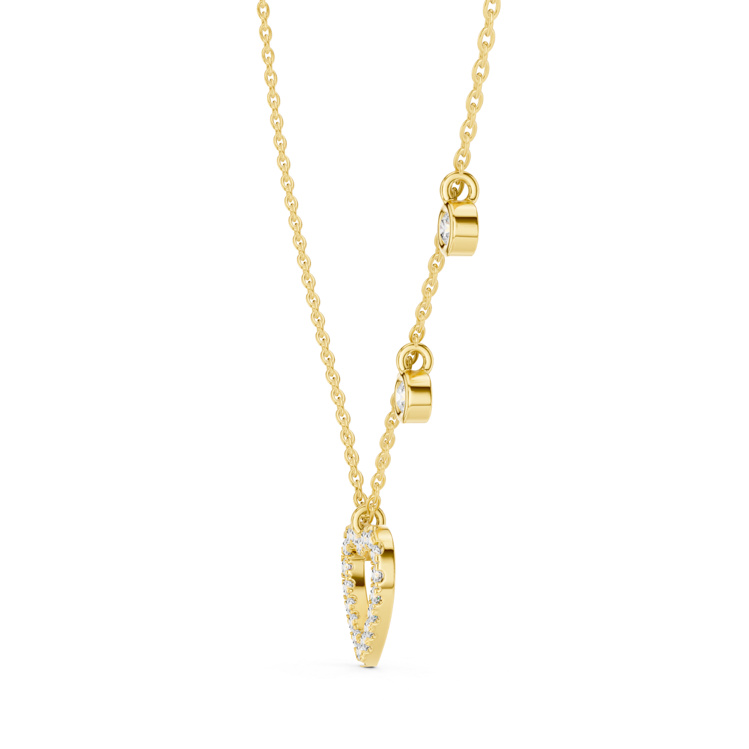 Heart Motif Diamond Drop Necklace