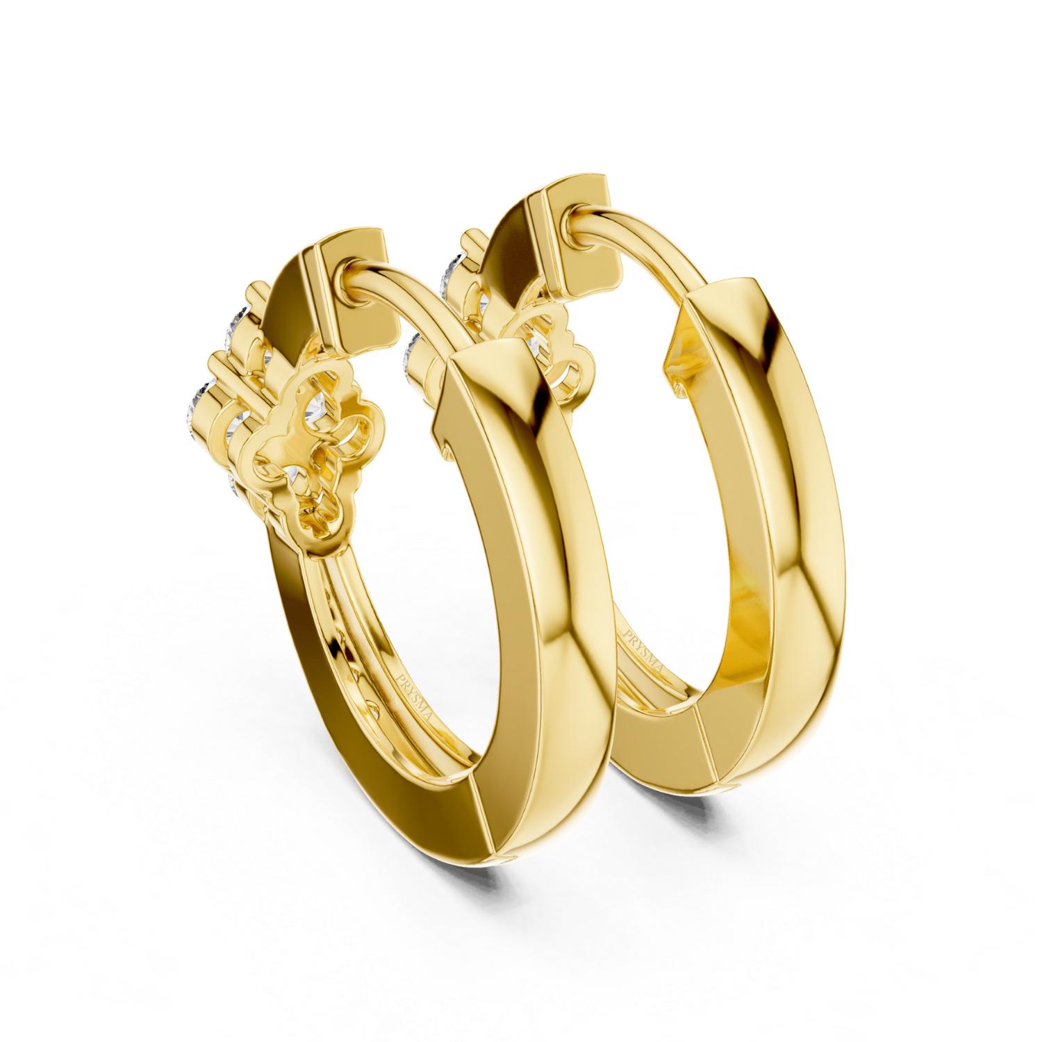 Diamond Cluster Hoop Earrings