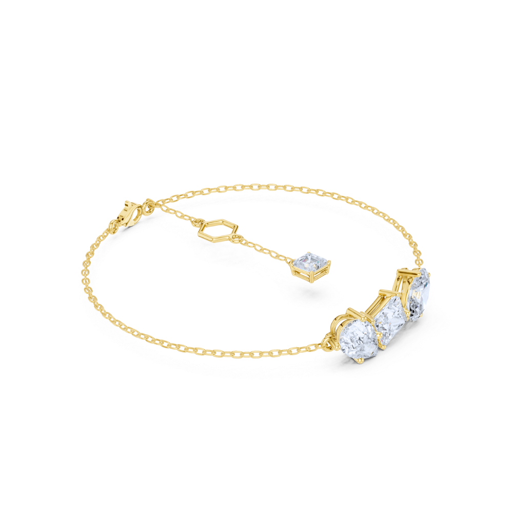 Triple-Stone Gold Chain Bracelet