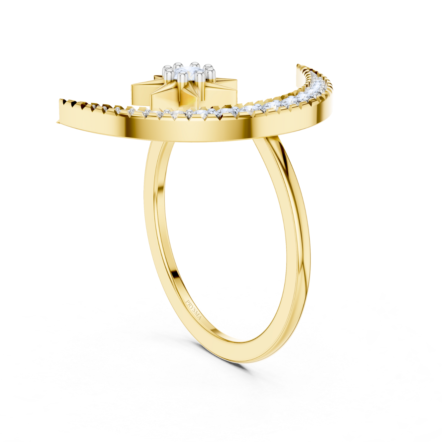 Celestial Moon & Star Diamond Ring