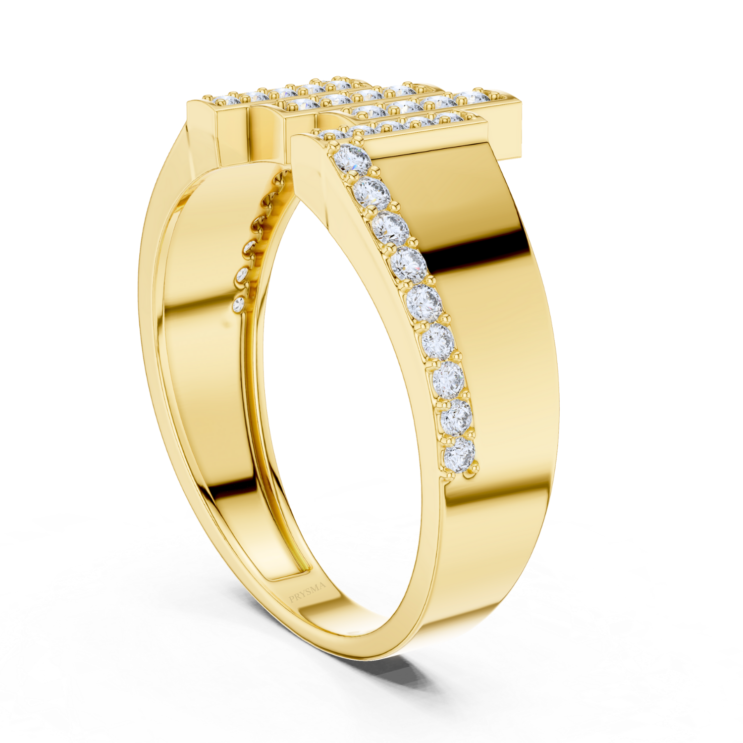Geometric Diamond Bar Ring