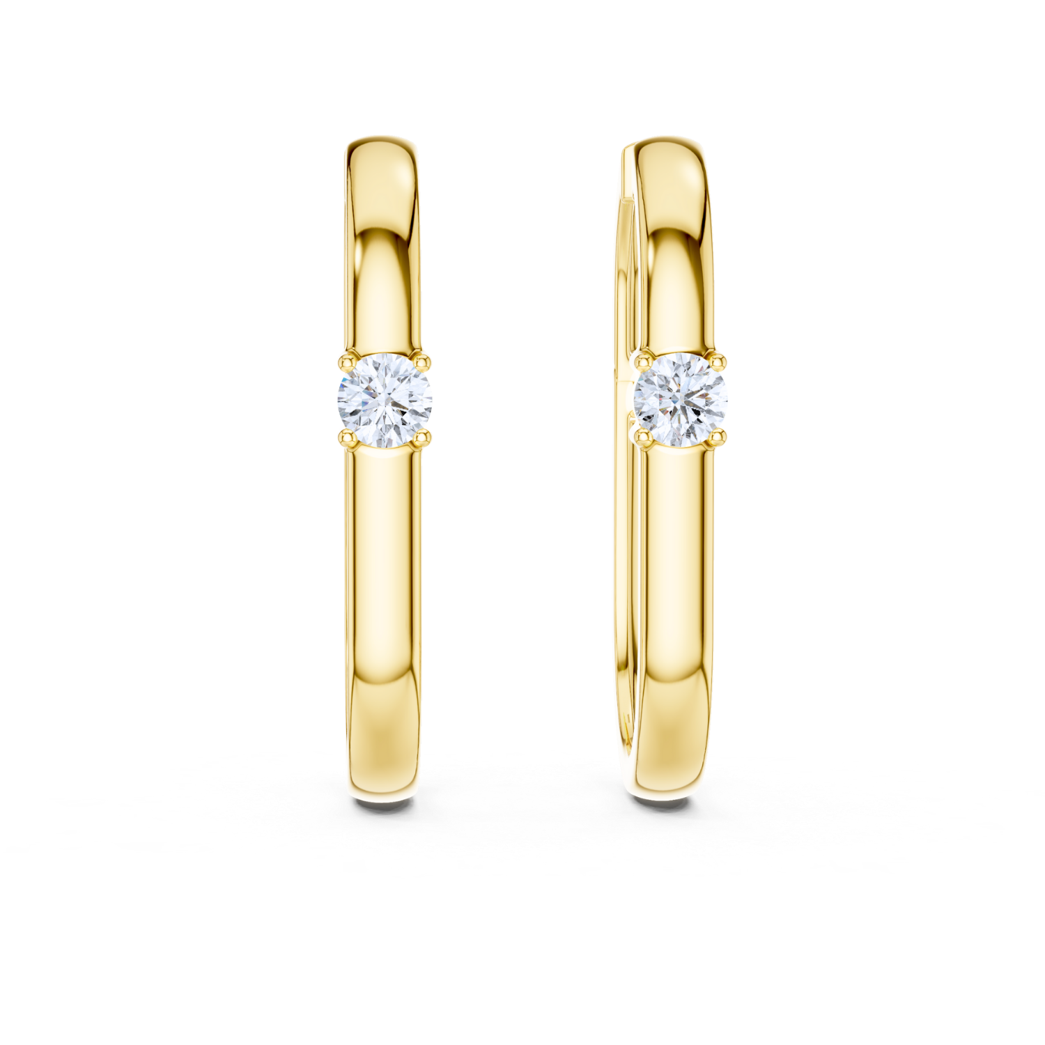 Classic Solitaire Huggie Earrings