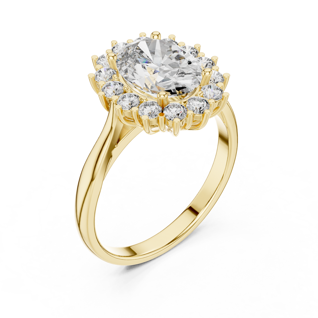 Classic Solitaire Halo Diamond Ring