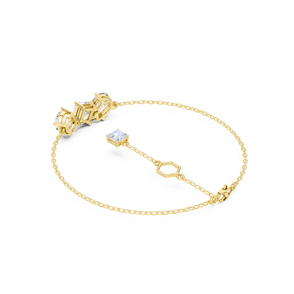 Triple-Stone Gold Chain Bracelet