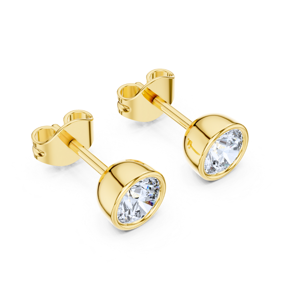 Classic Bezel Set Diamond Stud Earrings