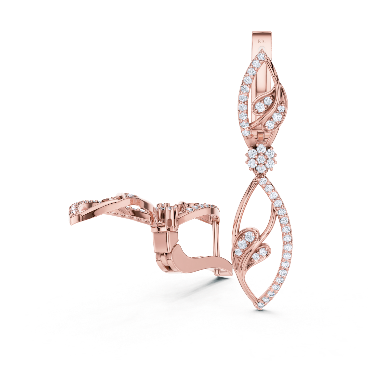 Floral Filigree Diamond Drop Earrings