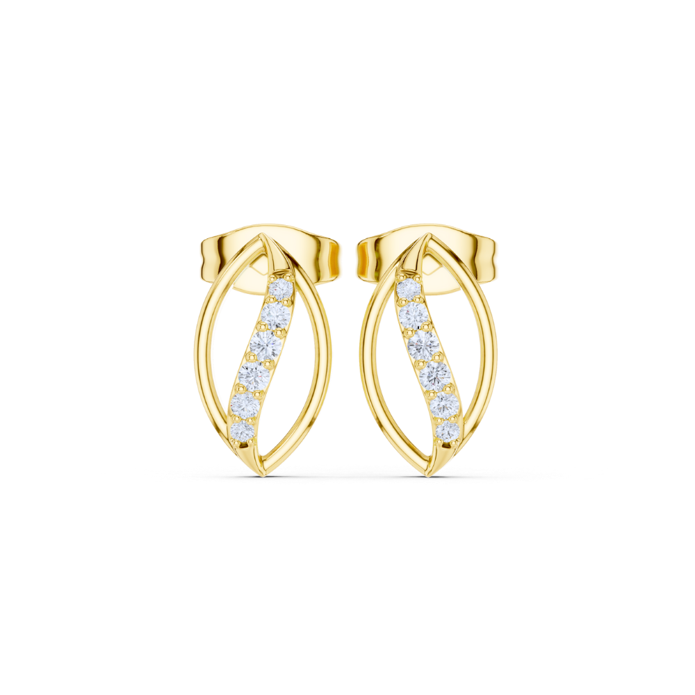 Golden Petal Curve Diamond Studs