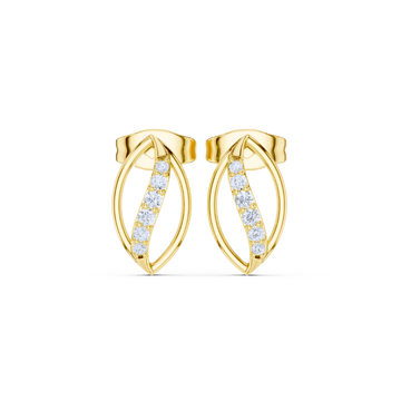 Golden Petal Curve Diamond Studs