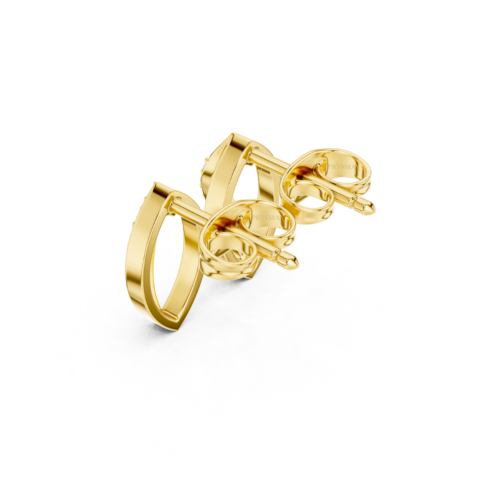 Golden Petal Curve Diamond Studs
