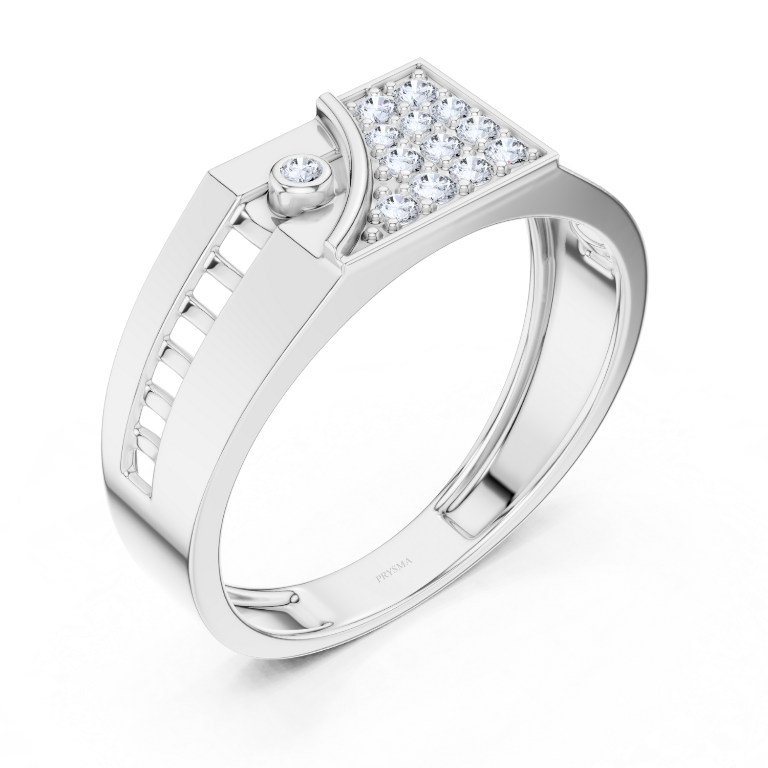 Architectural Diamond Grid Ring