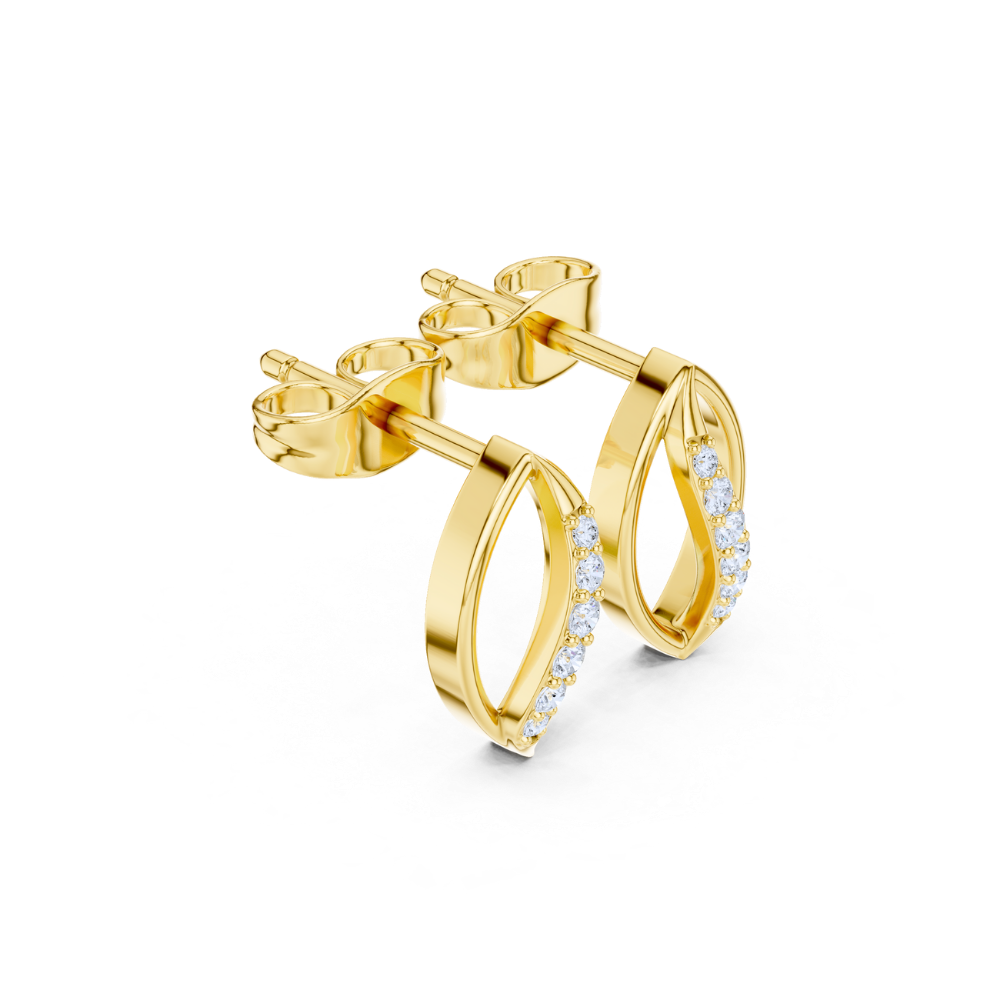 Golden Petal Curve Diamond Studs
