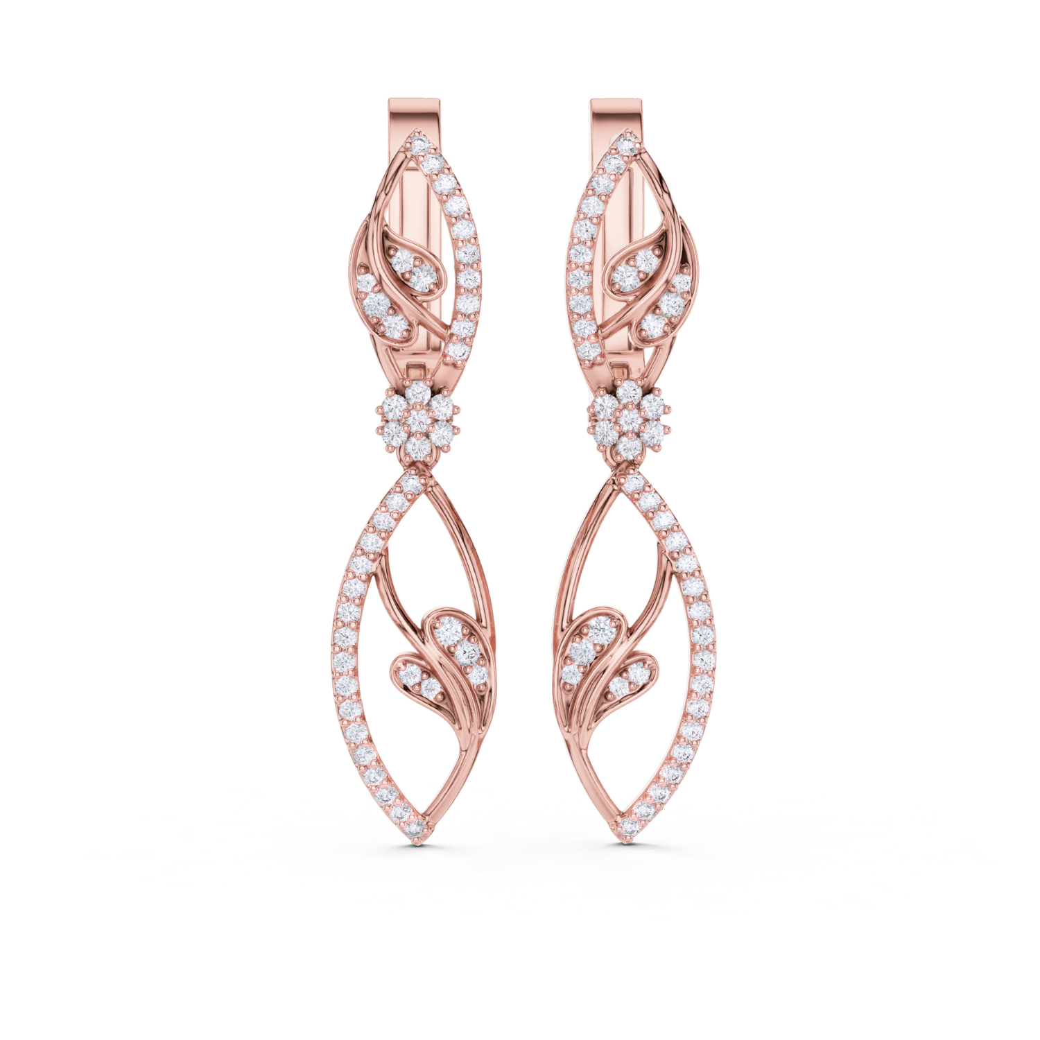 Floral Filigree Diamond Drop Earrings