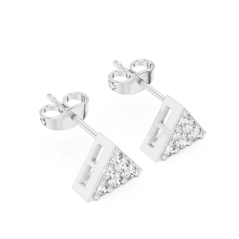 Radiant Pyramid Diamond Stud Earrings