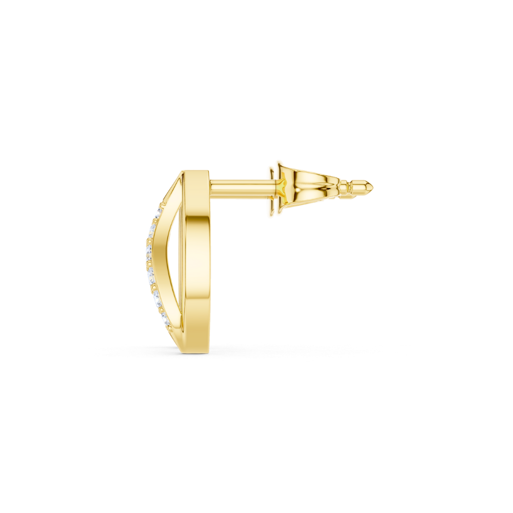 Golden Petal Curve Diamond Studs