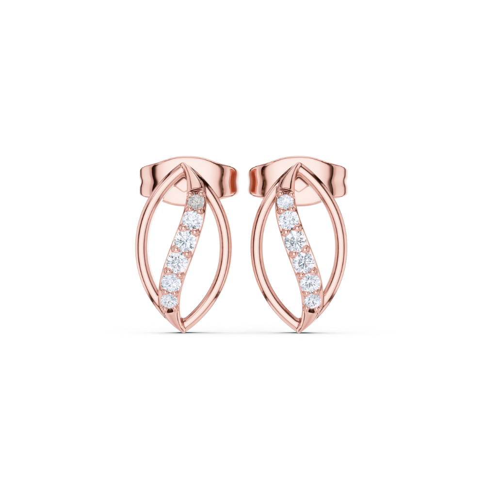 Golden Petal Curve Diamond Studs