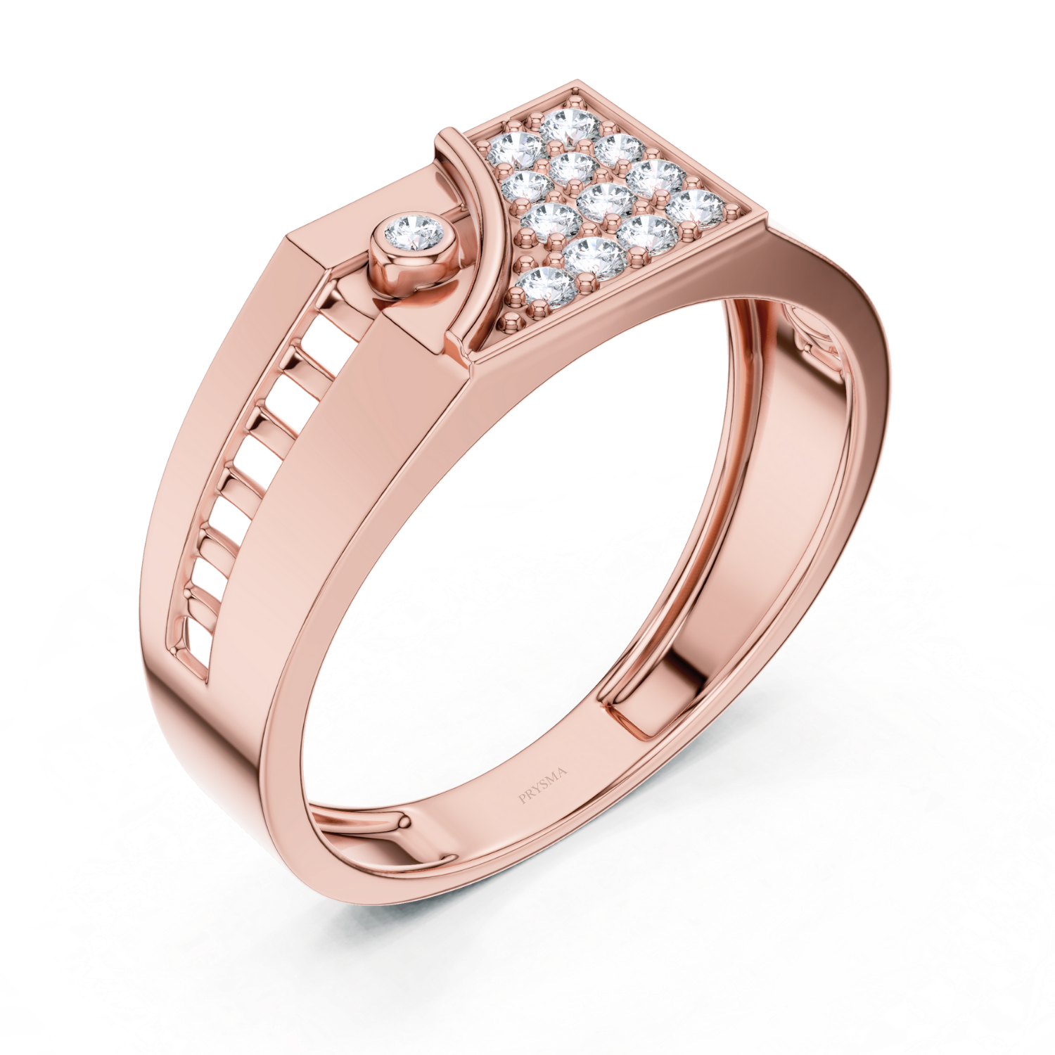 Architectural Diamond Grid Ring