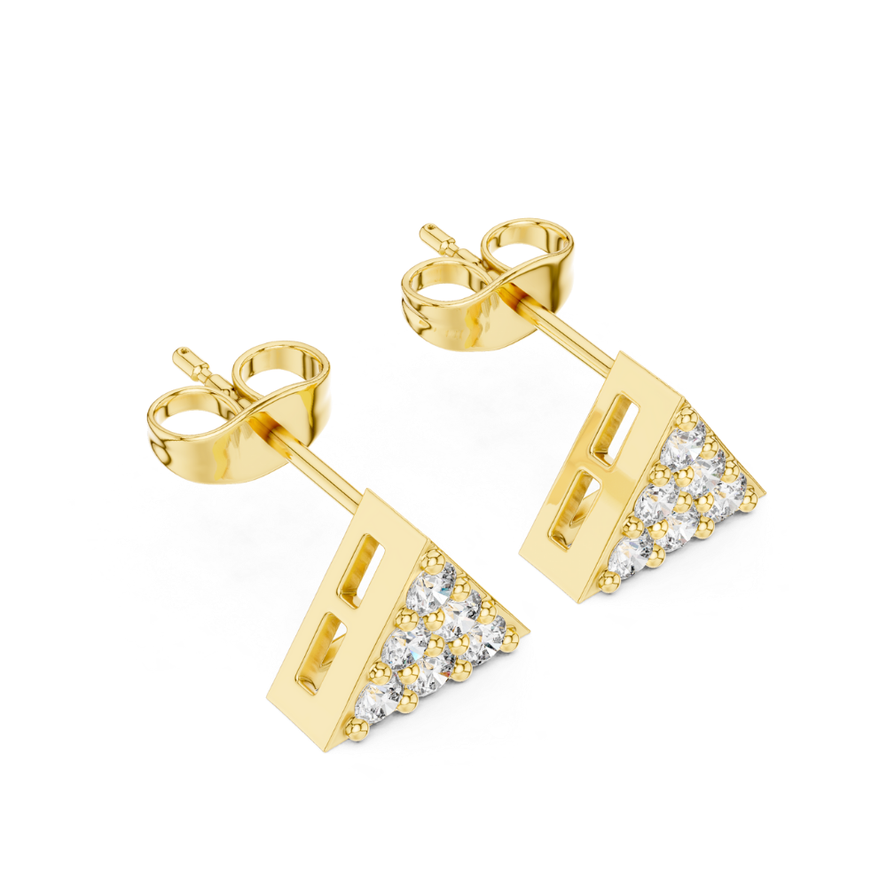 Radiant Pyramid Diamond Stud Earrings